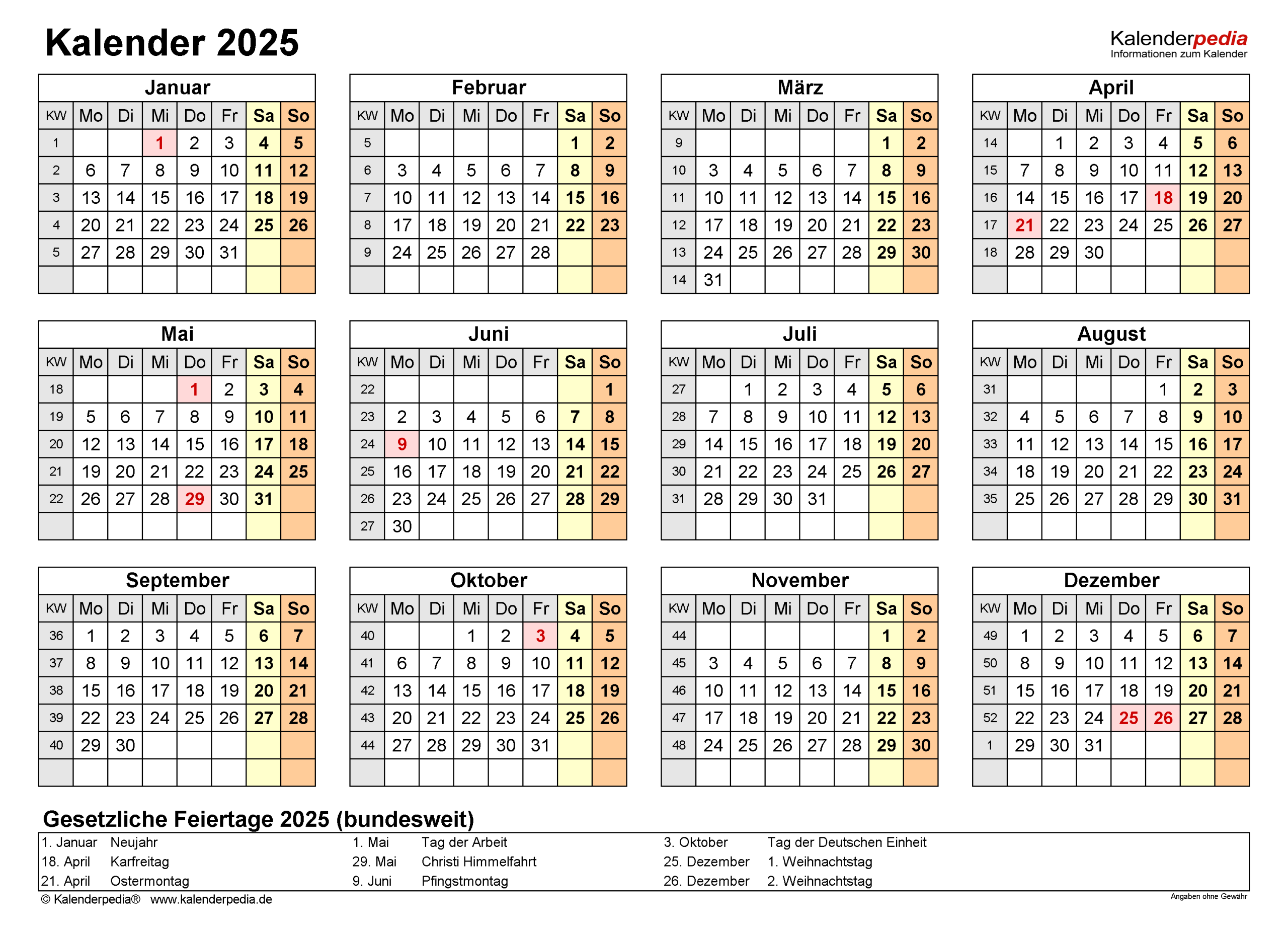 Kalender Jahresübersicht 2025 kalender 2025 Lengkap – Artofit