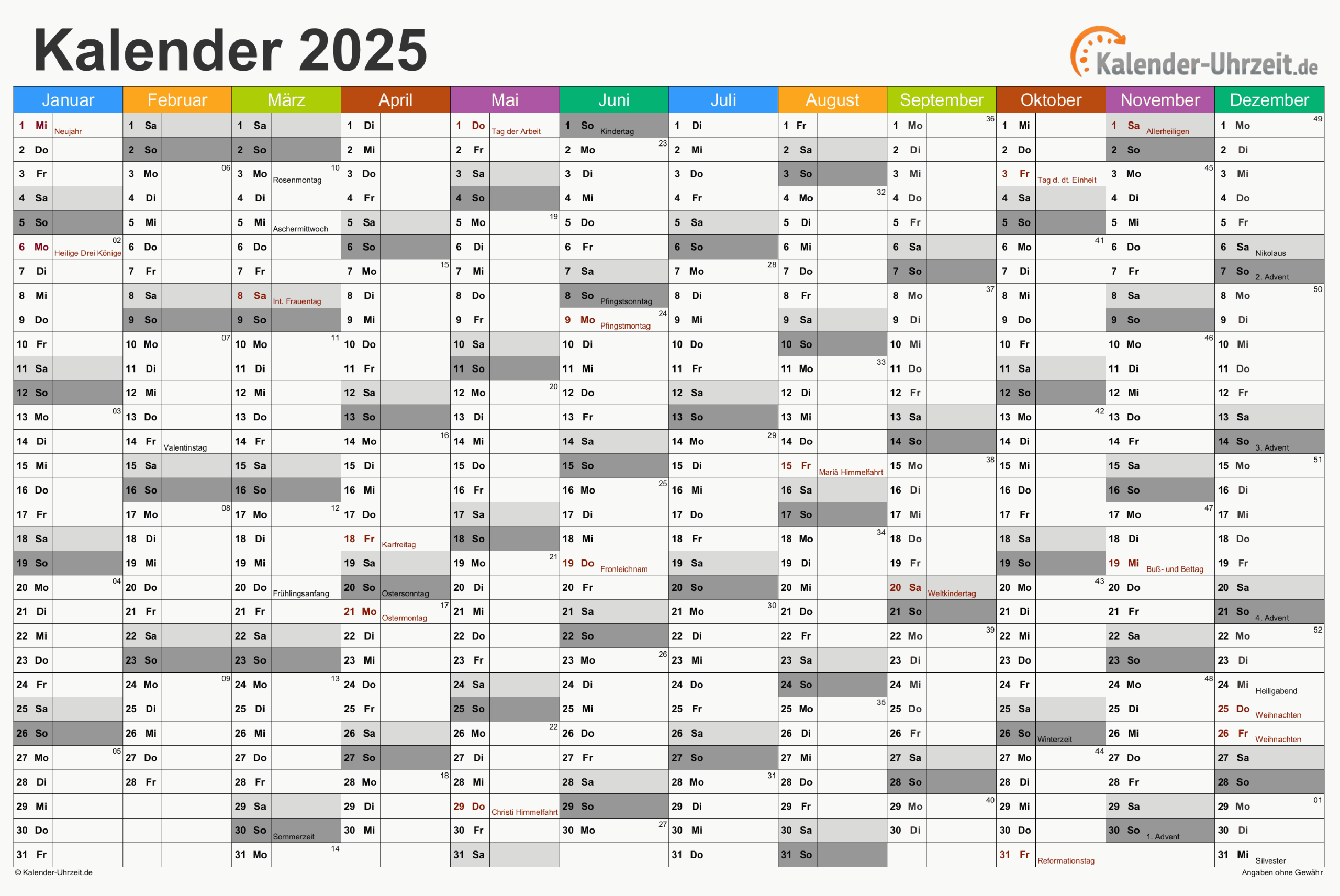 Kalender 2025 Nrw Mit Ferien Zum Ausdrucken Kostenlos Kalender 2025 Nordrhein-westfalen Pdf Und Jpg Im Din A4-querformat
